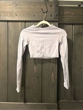 Gymshark Cropped Long Sleeve Seamless Top - Light Lavender